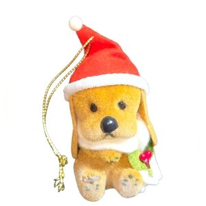 Critter Sitter VTG Duffy Santa Hound Dog Flocked Christmas Ornament 3.5"X2"X1.5"